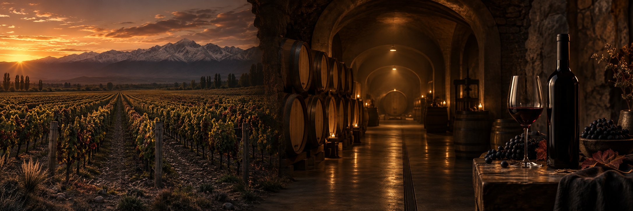 Viñedo del Valle de Uco al pie de la cordillera